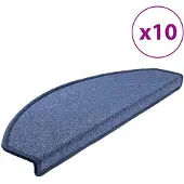 vidaXL Tapis d'escalier 10 pièces 65 x 24 x 4 cm Bleu Demi-rond Grand