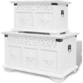 vidaXL Ensemble de deux coffres de rangement Blanc