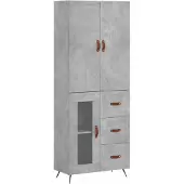 vidaXL Highboard gris béton 69,5x34x180 cm Bois composite