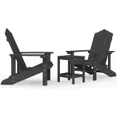 vidaXL Chaises de jardin Adirondack avec table PEHD Anthracite