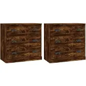 vidaXL Sideboards 2 pcs. Chêne fumé Bois composite