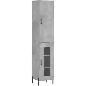 vidaXL Highboard gris béton 34,5x34x180 cm Bois composite