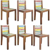 vidaXL Chaises de salle à manger 6 pcs. Vieux bois massif