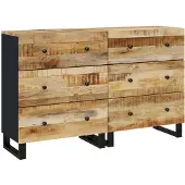 vidaXL , 2 commodes latérales, 60x33x75 cm, en bois d'acacia brut
