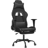 vidaXL Chaise de jeu avec repose-pieds noir similicuir