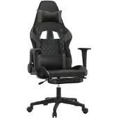 vidaXL Chaise de jeu avec repose-pieds Noir et gris Similicuir