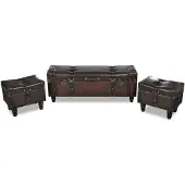 vidaXL Ensemble de bancs de rangement 3 pcs Marron