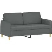 vidaXL Canapé à 2 places Gris foncé 140 cm Tissu