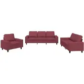vidaXL Canapé 3 pièces rouge vin Tissu