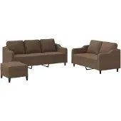 vidaXL Ensemble de canapés 3 pièces avec coussins Tissu brun