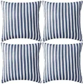 Super Merchant Oreiller d'extérieur lot de 4 Impression rayure 45 x 45 cm Bleu