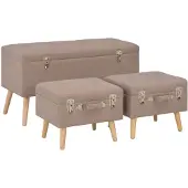 vidaXL Tabourets de rangement lot de 3 Marron Tissu