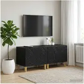 vidaXL : Meuble TV noir en panneaux de particules