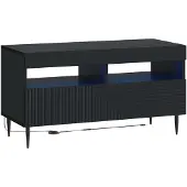 vidaXL Meuble TV LED noir en panneaux de particules