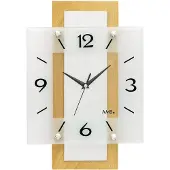 AMS 5507 Horloge murale radiofréquence analogique bois hêtre massif anguleux avec verre