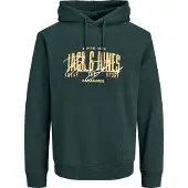 Jack & Jones Sweat-shirt 'JJAERO' vert foncé / orange pastel / blanc