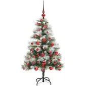 vidaXL Sapin de Noël artificiel Vert et blanc 120 cm