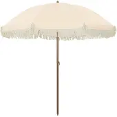 vidaXL Parasol de plage, 205 x 205 x 210 cm, polyester et acier, forme ronde