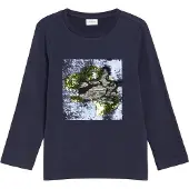 s.Oliver T-Shirt bleu marine / vert foncé / argent