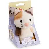 Nici Peluche en forme de chat, présentée dans une boîte cadeau