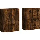 vidaXL Armoires murales 2 pcs. Chêne fumé Matériau dérivé du bois