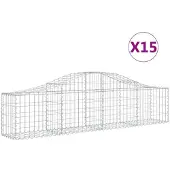 vidaXL Gabions 15 pcs voûtés 200x30x40/60 cm fer galvanisé