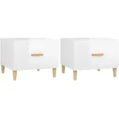 vidaXL Tables basses 2 pcs. Blanc brillant 50x50x40 cm Bois composite