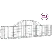 vidaXL Gabions avec arc surélevé 13 pcs. 200x30x40/60 cm Fer galvanisé