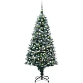 vidaXL Arbre de Noël artificiel pré-éclairé/boules pommes de pin 210cm
