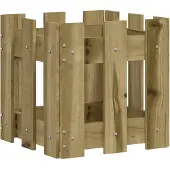 vidaXL Jardinière avec design de clôture 30x30x30 cm pin imprégné