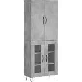 vidaXL Highboard gris béton 69,5x34x180 cm Bois composite