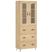 vidaXL Highboard chêne Sonoma 69,5x34x180 cm Matériau dérivé du bois