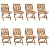 vidaXL Chaises de jardin pliantes 8 pcs. Bois massif teck