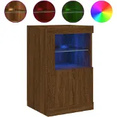 vidaXL Armoire latérale avec lumières LED chêne marron bois ingénierie