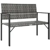 vidaXL Banc de jardin 2 places Gris Poly rotin