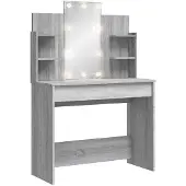 vidaXL Coiffeuse avec lampes LED Gris Sonoma 96x40x142 cm