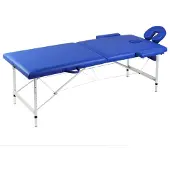 vidaXL Table de massage pliante 2 zones avec châssis en aluminium bleu