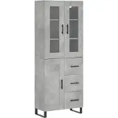 vidaXL Highboard gris béton 69,5x34x180 cm Bois composite