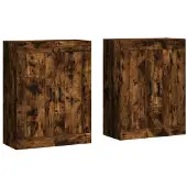 vidaXL Armoires murales 2 pcs. Chêne fumé Matériau dérivé du bois