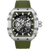 Police Montre fonction Flash Olive Silver