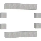vidaXL Ensemble d'armoires TV 10 pièces gris béton Bois composite