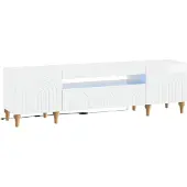 vidaXL Meuble TV LED, blanc brillant, en panneaux de particules