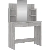 vidaXL Coiffeuse avec miroir Gris Sonoma 96x39x142 cm