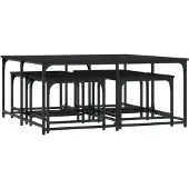 vidaXL Tables d'ensemble 5 pcs noir bois composite