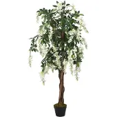 vidaXL Glycine artificielle 840 feuilles 120 cm vert et blanc