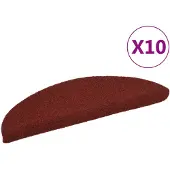 vidaXL Tapis d'escalier autocollants 10 pièces 56 x 17 x 3 cm Rouge bordeaux Demi-rond