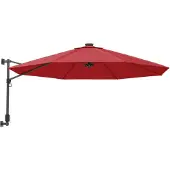 vidaXL Parasol mural avec LEDs 290 cm leuchtend rot