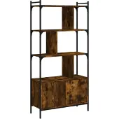vidaXL Bibliothèque avec portes chêne fumé 76,5x30x154,5 cm