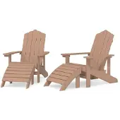 vidaXL Chaises de jardin Adirondack 2 pcs. avec tabourets HDPE Marron