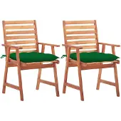 vidaXL Chaises de jardin 2 pièces avec coussins en bois massif d'acacia